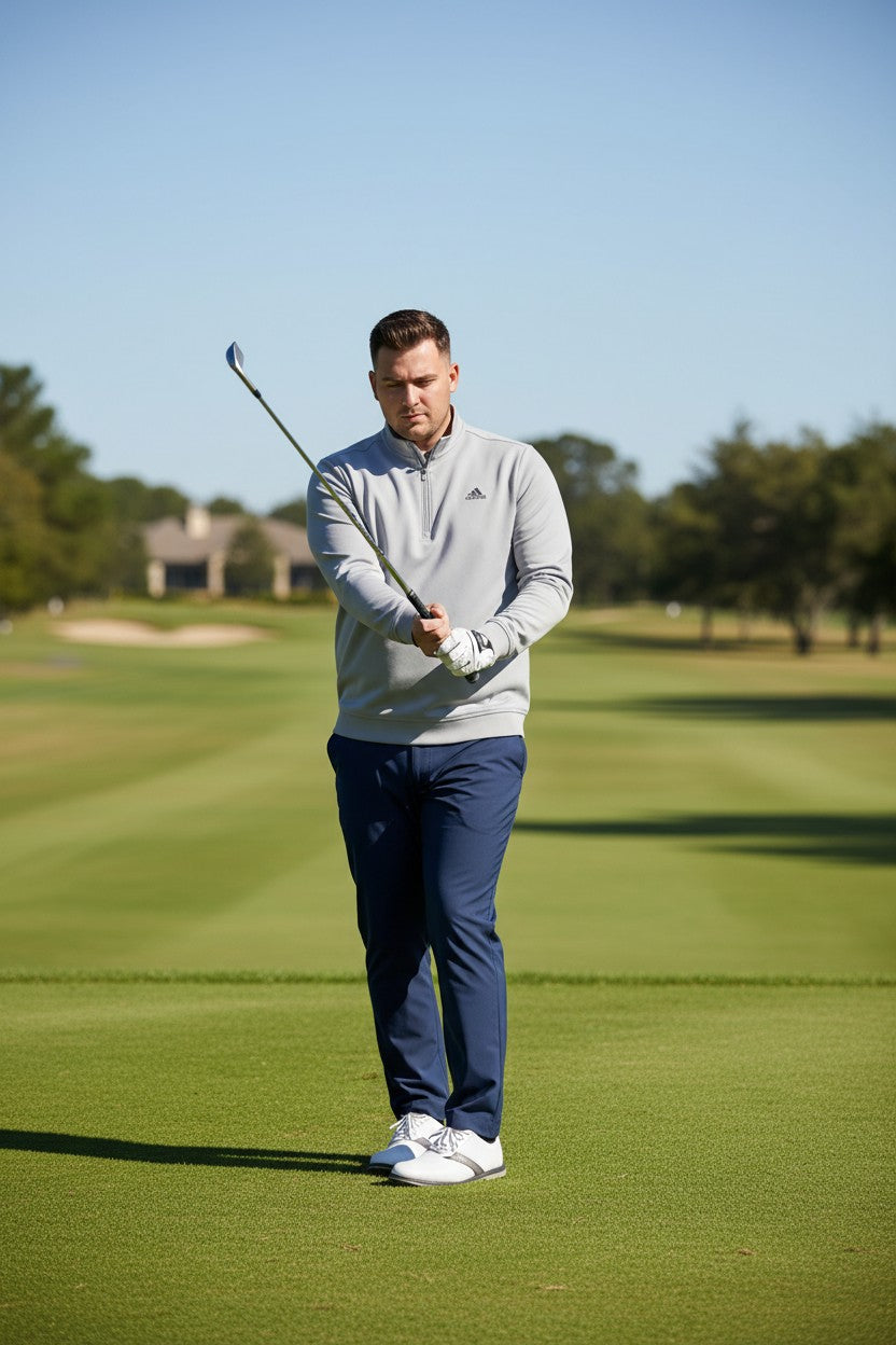 Camisa de golf Adidas para hombre talla XL color gris – Manga larga con cierre al cuello