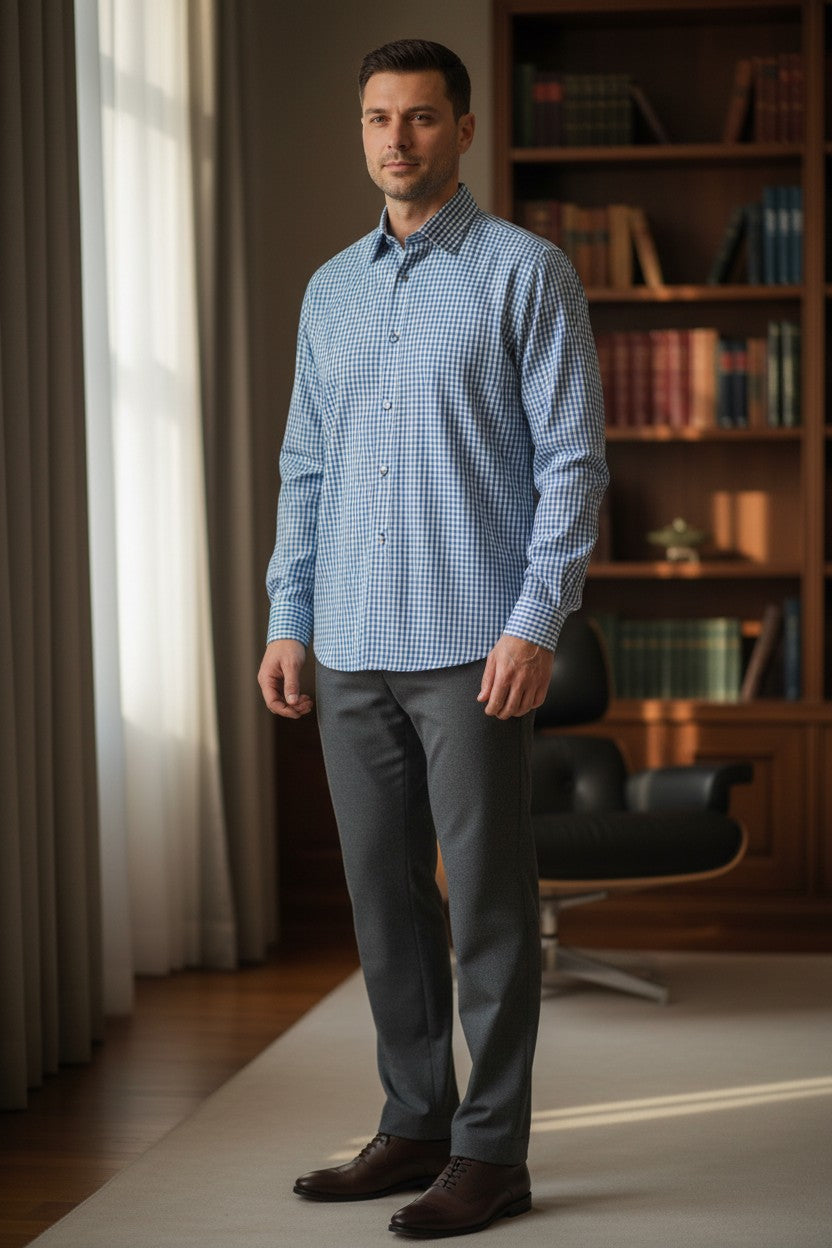 Camisa formal para hombre azul talla L marca TAILORED FIT – Única pieza