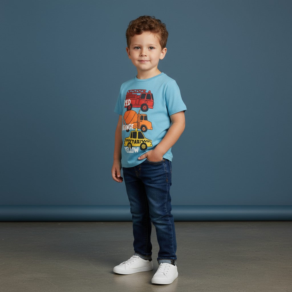 Camiseta para niño color azul con estampado de carritos – Talla 3 años THE CHILDREN’S PLACE