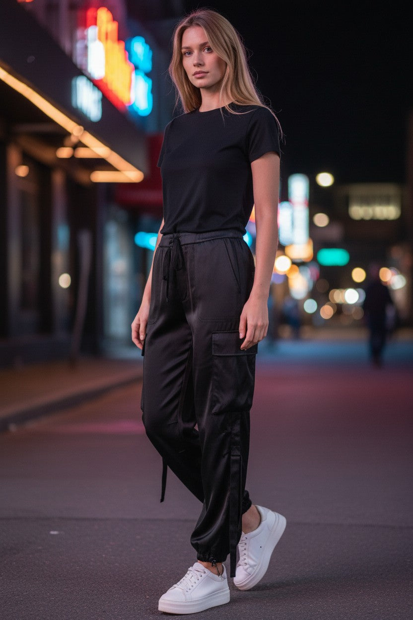 Pantalón Cargo Satinado Mujer ZARA– Talla XS