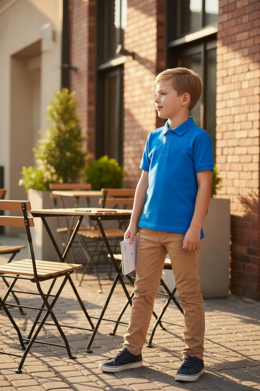 Camisa de Golf para Niño Talla XS – Color Azul marca IZOD (Única Pieza)