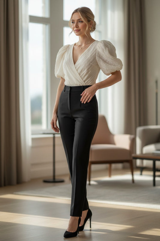 Body Casual Beige con Mangas Abombadas LULUS – Talla XS