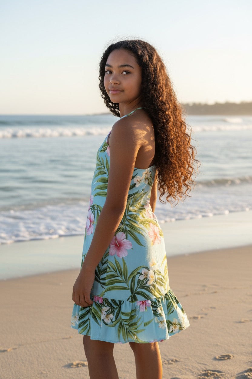 Vestido Verde Floral sin Mangas PUANANI- Talla S