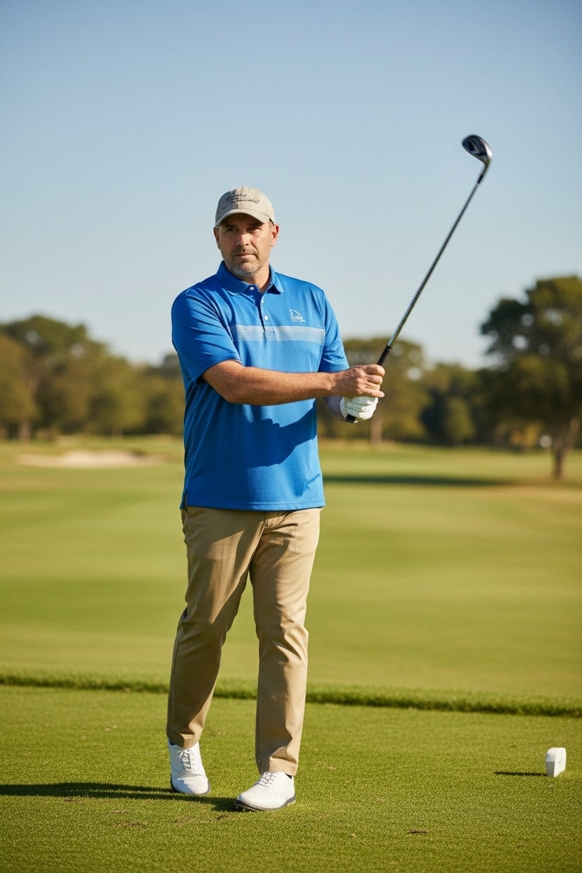 Camisa de golf para hombre talla L color azul marca PETER MILLAR– Única pieza