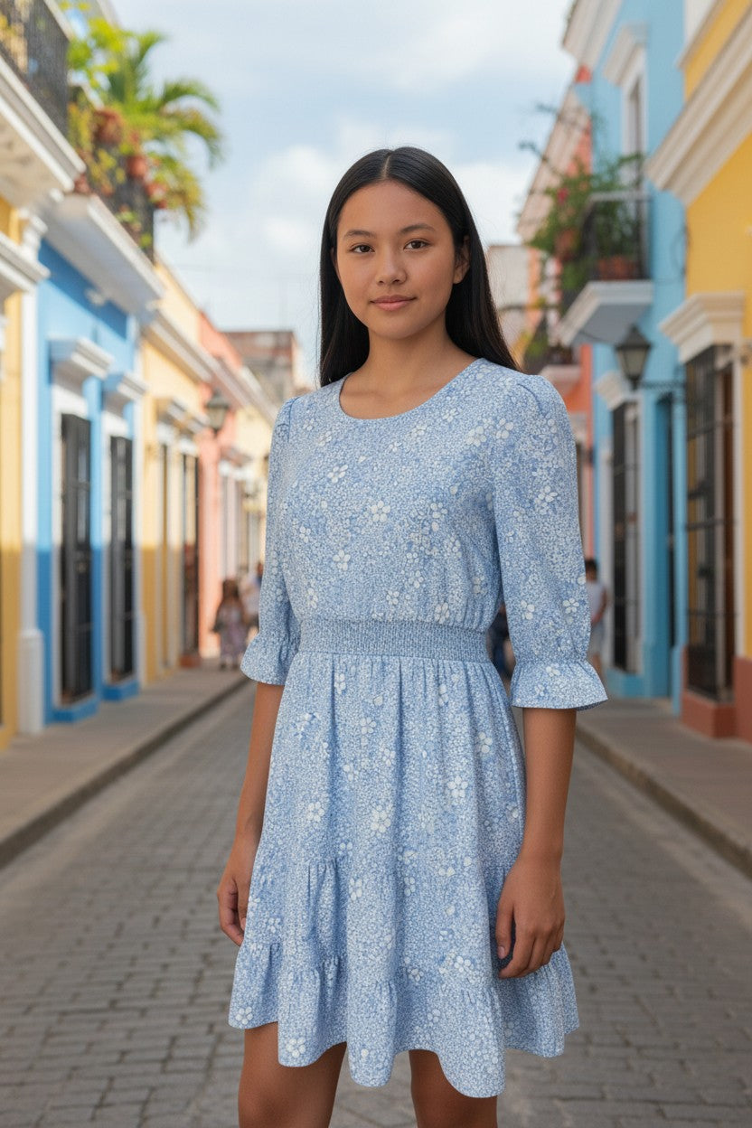 Vestido Azul Floral WONDER NATION- Talla XXL (18)