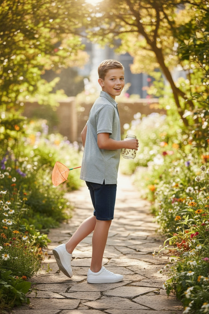 Camisa de Golf para Niño Talla L – Color Gris Rayado marca ALL IN MOTION (Única Pieza)