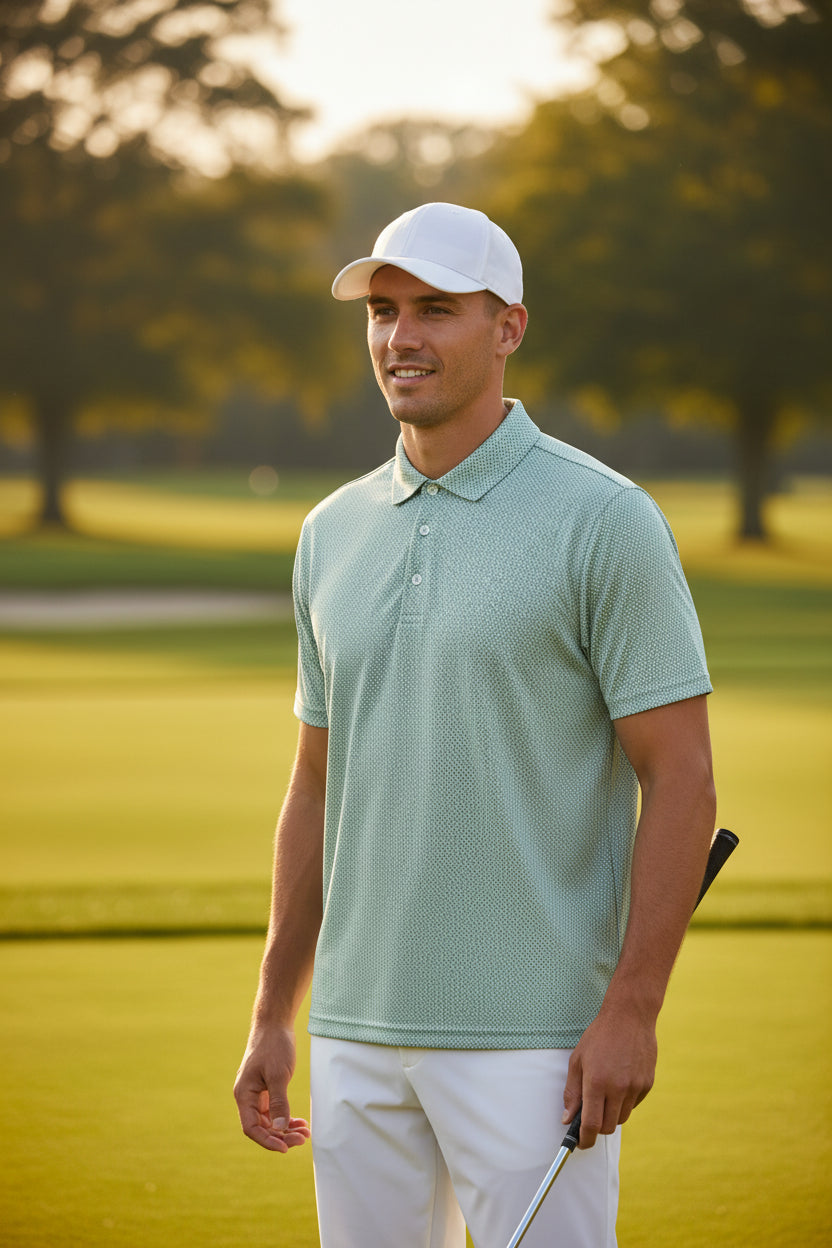Camisa de golf para hombre talla M verde marca CREW– pieza única
